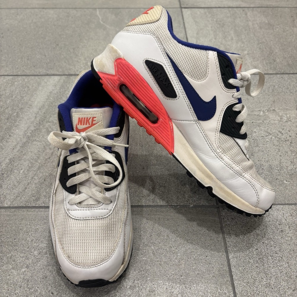 Nike Air Max 90 Essential Sneakers Men's Size 9.5 'Ultramarine' White 537384-136